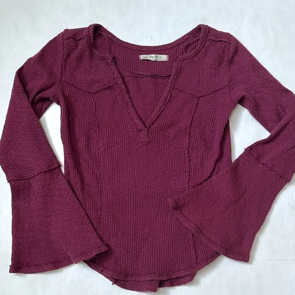 Free People Give Me A Little Bell Sleeve Rib Top - Picture 4 of 14
